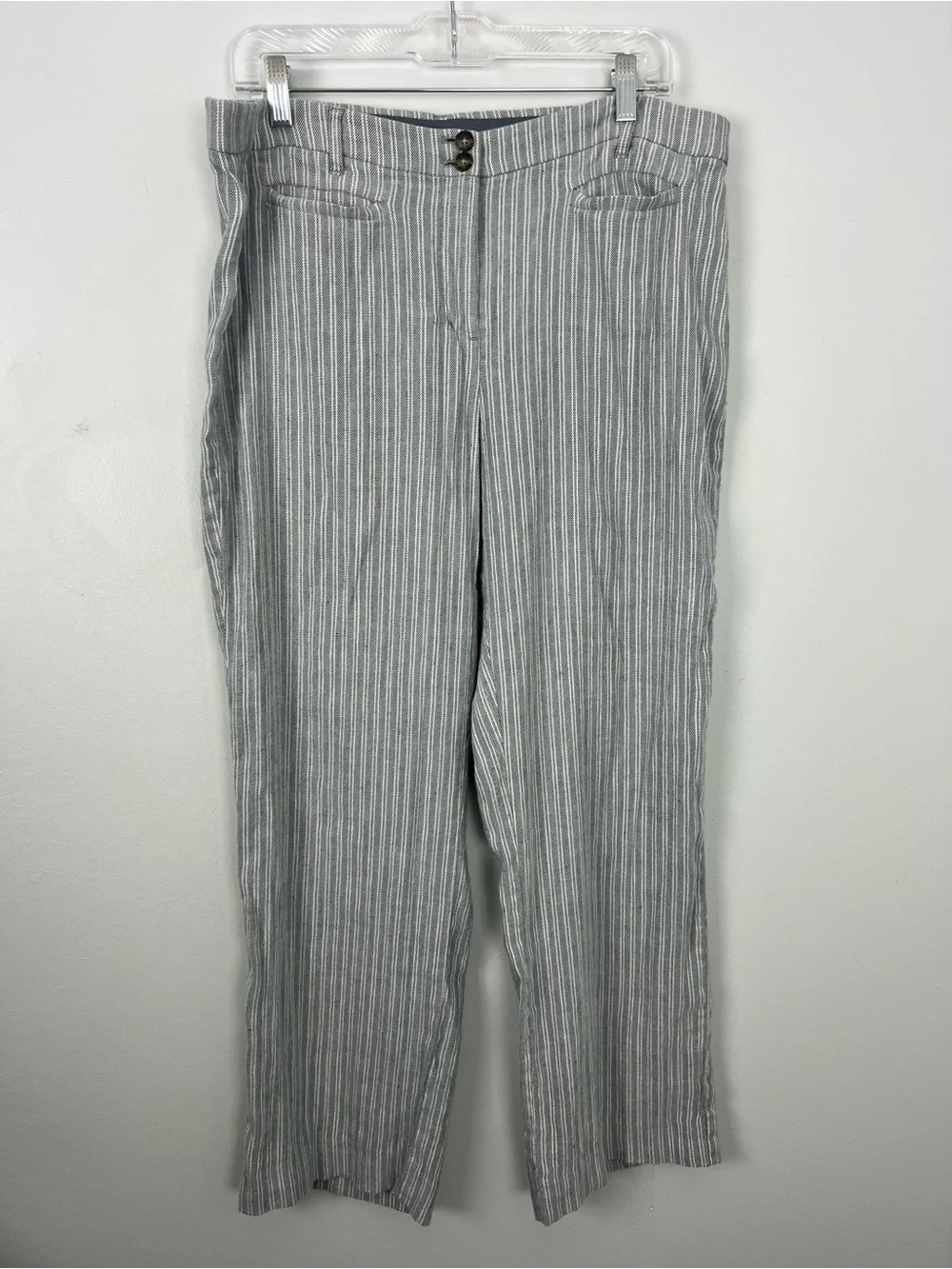 J. Jill Linen Stretch Striped Linen Blend Pants